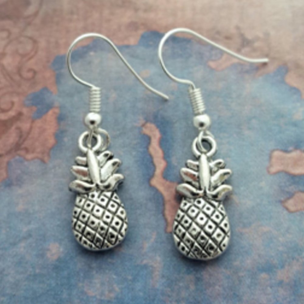 Pineapple Silver Earrings - Picture 2 of 3
